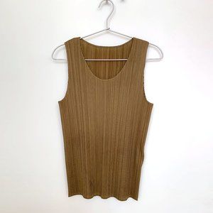 Issy Miyake Pleats Please Vintage Tank Top  - Tan/Caramel